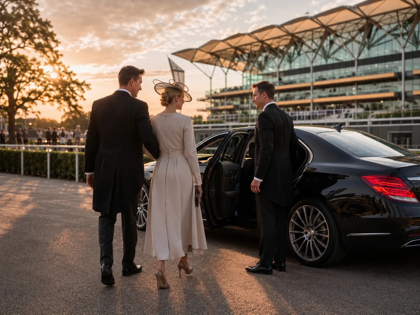 Evening chauffeur collection after an Ascot Racecourse event
