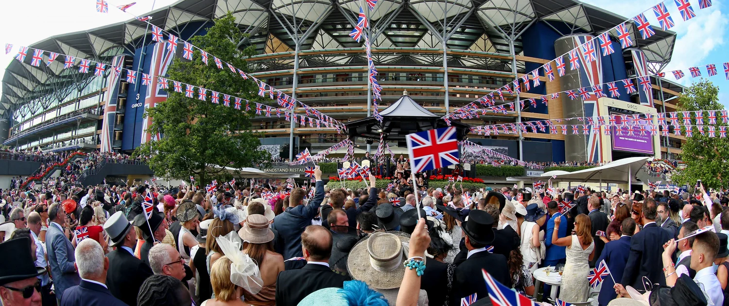 Ascot Racecourse event raceday crowd and grandstand
