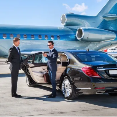 Private jet airport transfer with chauffeur