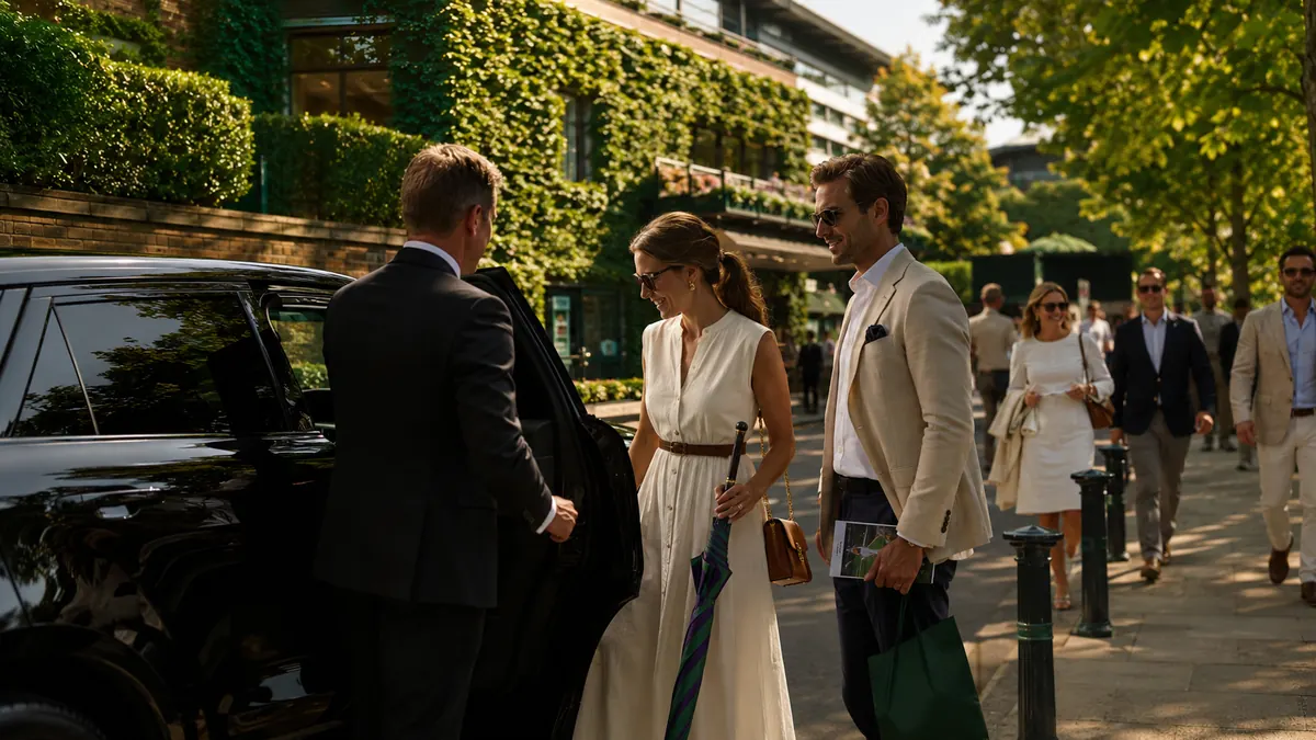 Private chauffeur collecting guests after a Wimbledon tennis event